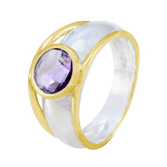 Nova Purple Solitaire Ring Sterling Silver Gold Plated
