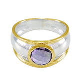Nova Purple Solitaire Ring Sterling Silver Gold Plated Amethyst Purple