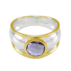 Nova Purple Solitaire Ring Sterling Silver Gold Plated Amethyst Purple