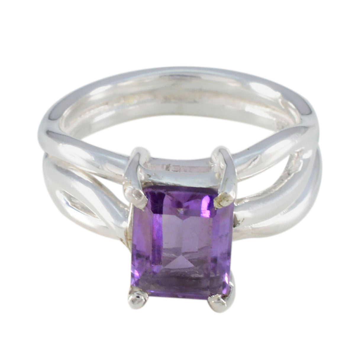 Ines Purple Solitaire Ring with Amethyst Gemstone Amethyst Purple