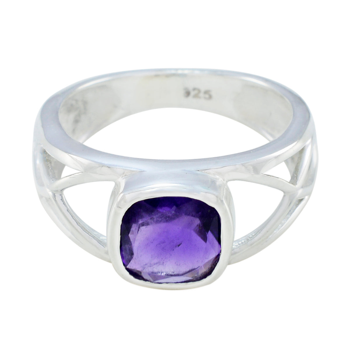 Ananya Contemporary Purple Solitaire Ring Amethyst Purple