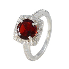 Yan Red Gemstone Halo Ring with Sparkling Accents