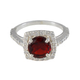 Yan Red Gemstone Halo Ring with Sparkling Accents Ruby CZ Red