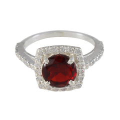 Yan Red Gemstone Halo Ring with Sparkling Accents Ruby CZ Red