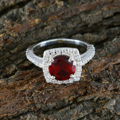 Yan Red Gemstone Halo Ring with Sparkling Accents