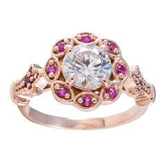Bianca Red Halo Engagement Ring with Rose Gold Design