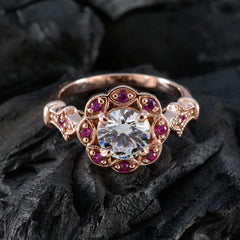 Bianca Red Halo Engagement Ring with Rose Gold Design
