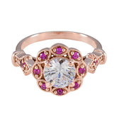 Bianca Red Halo Engagement Ring with Rose Gold Design Ruby CZ Red