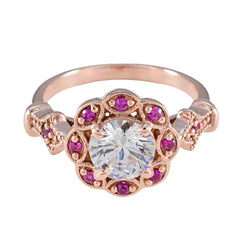 Bianca Red Halo Engagement Ring with Rose Gold Design Ruby CZ Red