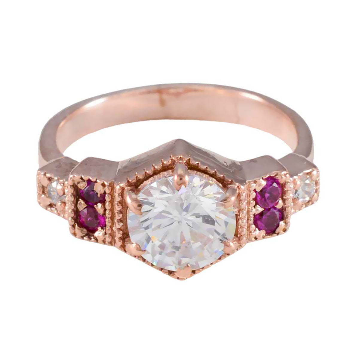 Angeles Red Halo Engagement Ring with Rose Gold Ruby CZ Red
