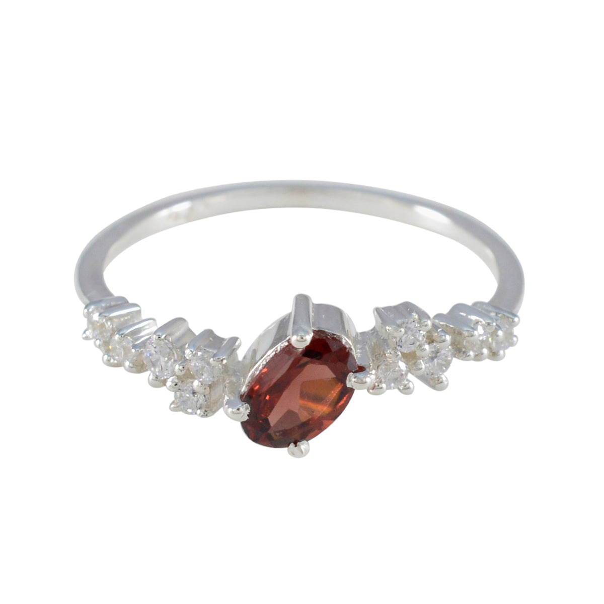 Chen Red Halo Gemstone Ring with Diamond Accents Garnet Red
