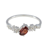 Chen Red Halo Gemstone Ring with Diamond Accents Garnet Red