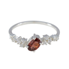 Chen Red Halo Gemstone Ring with Diamond Accents Garnet Red