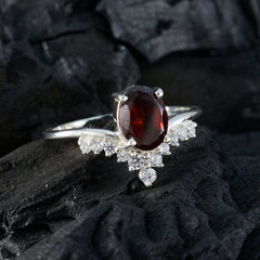 Katarina Red Halo Gemstone Ring with Silver Shine