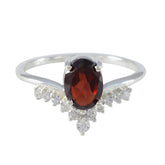 Katarina Red Halo Gemstone Ring with Silver Shine Garnet Red