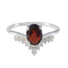 Katarina Red Halo Gemstone Ring with Silver Shine Garnet Red