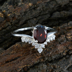 Katarina Red Halo Gemstone Ring with Silver Shine