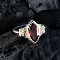 Saanvi Red Solitaire Gemstone Ring with Silver Band