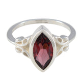 Saanvi Red Solitaire Gemstone Ring with Silver Band Garnet Red
