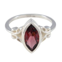 Saanvi Red Solitaire Gemstone Ring with Silver Band Garnet Red