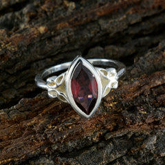 Saanvi Red Solitaire Gemstone Ring with Silver Band