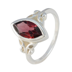Saanvi Red Solitaire Gemstone Ring with Silver Band