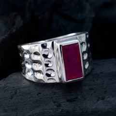 Dayana Red Solitaire Signet Ring in Sterling Silver