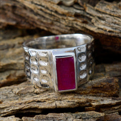 Dayana Red Solitaire Signet Ring in Sterling Silver