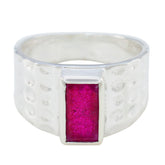 Dayana Red Solitaire Signet Ring in Sterling Silver Indian Ruby Red