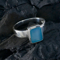 Isadora Trendy Blue Solitaire Ring in Sterling Silver