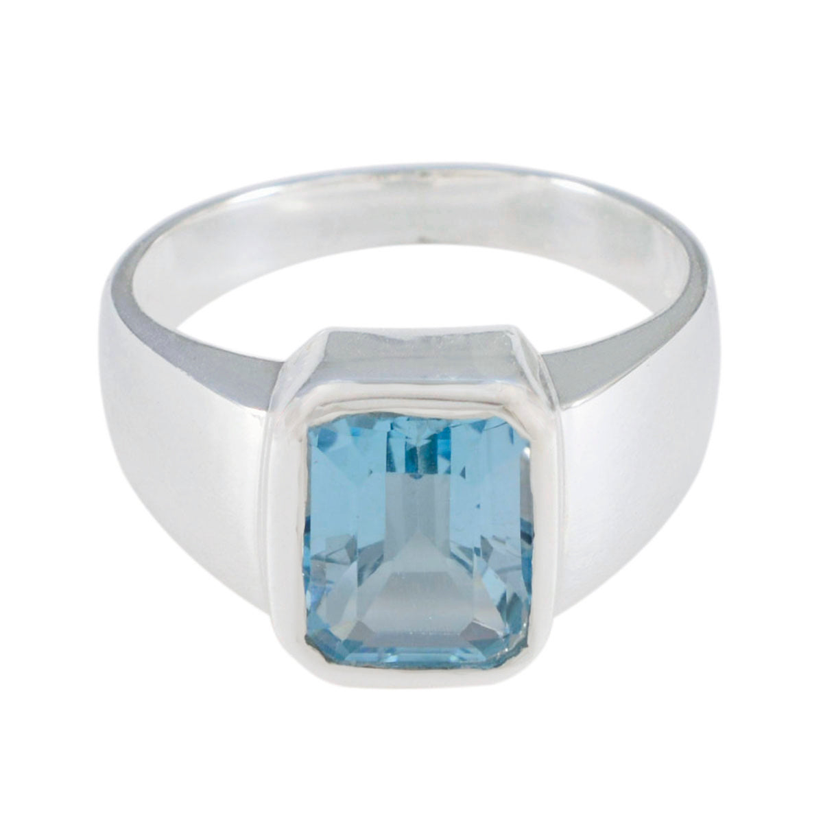 Liyana Trendy Blue Solitaire Ring in Sterling Silver Blue Topaz Blue