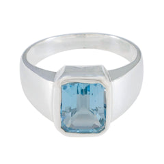 Liyana Trendy Blue Solitaire Ring in Sterling Silver Blue Topaz Blue