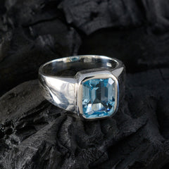 Liyana Trendy Blue Solitaire Ring in Sterling Silver