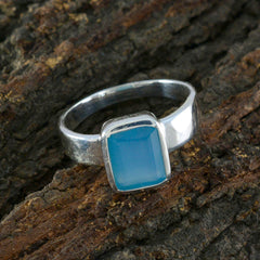 Isadora Trendy Blue Solitaire Ring in Sterling Silver