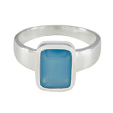 Isadora Trendy Blue Solitaire Ring in Sterling Silver Blue Chalcedony Blue