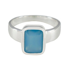 Isadora Trendy Blue Solitaire Ring in Sterling Silver Blue Chalcedony Blue