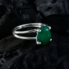 Jia Trendy Green Solitaire Ring in Sterling Silver