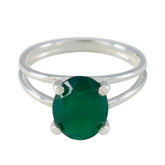 Jia Trendy Green Solitaire Ring in Sterling Silver Green Onyx Green