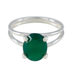 Jia Trendy Green Solitaire Ring in Sterling Silver Green Onyx Green