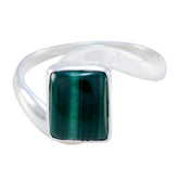 Luisa Trendy Green Solitaire Ring with Silver Band Malachite Green