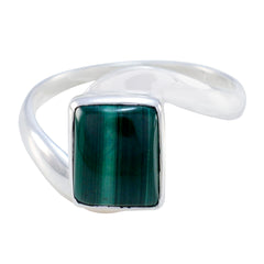 Luisa Trendy Green Solitaire Ring with Silver Band Malachite Green