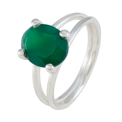 Jia Trendy Green Solitaire Ring in Sterling Silver