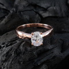 Jiwoo Rose Gold Trendy Solitaire Ring with Oval Gem