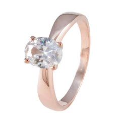 Jiwoo Rose Gold Trendy Solitaire Ring with Oval Gem