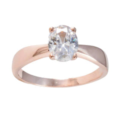 Jiwoo Rose Gold Trendy Solitaire Ring with Oval Gem