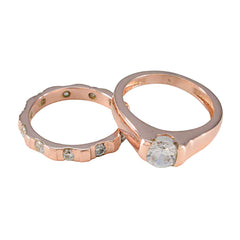 Araya trendy white gemstone ring set with rose gold bands and sparkling white gemstones