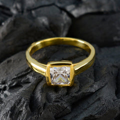 Alejandra Trendy White Solitaire Ring in Gold