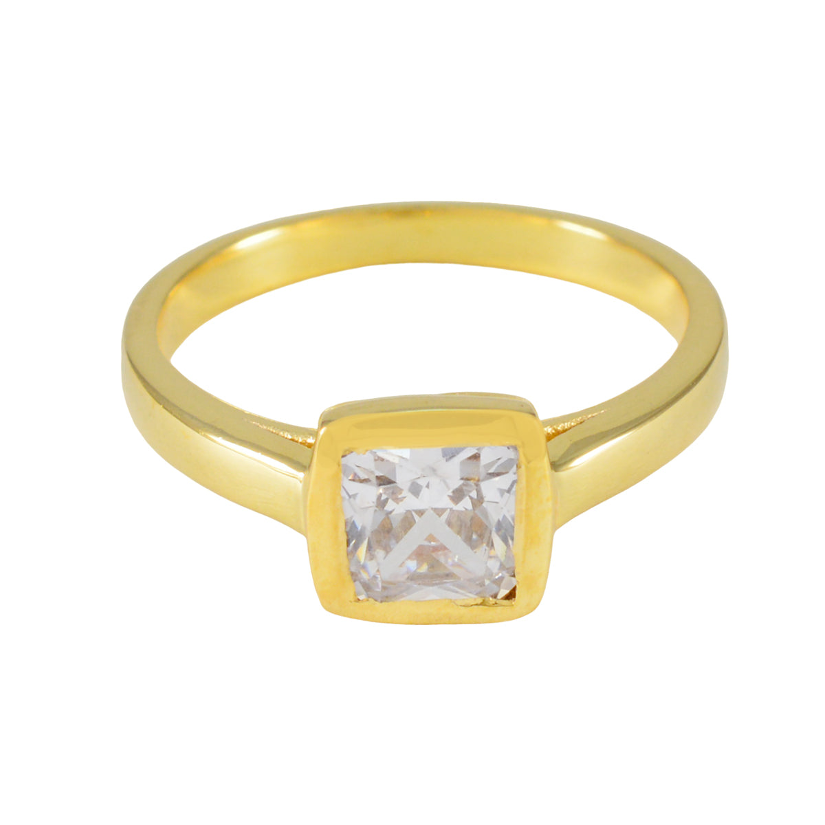 Alejandra Trendy White Solitaire Ring in Gold Cubic zirconia CZ White