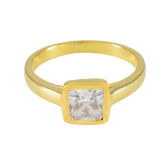 Alejandra Trendy White Solitaire Ring in Gold Cubic zirconia CZ White
