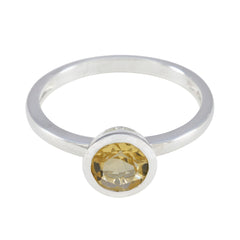 Hye-jin Trendy Yellow Solitaire Ring Citrine Yellow